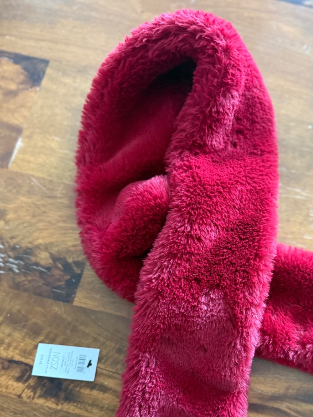 Share Chico's Ultra Soft Solid Claret Faux Fur Pull Thru Scarf -Sold Out on Site